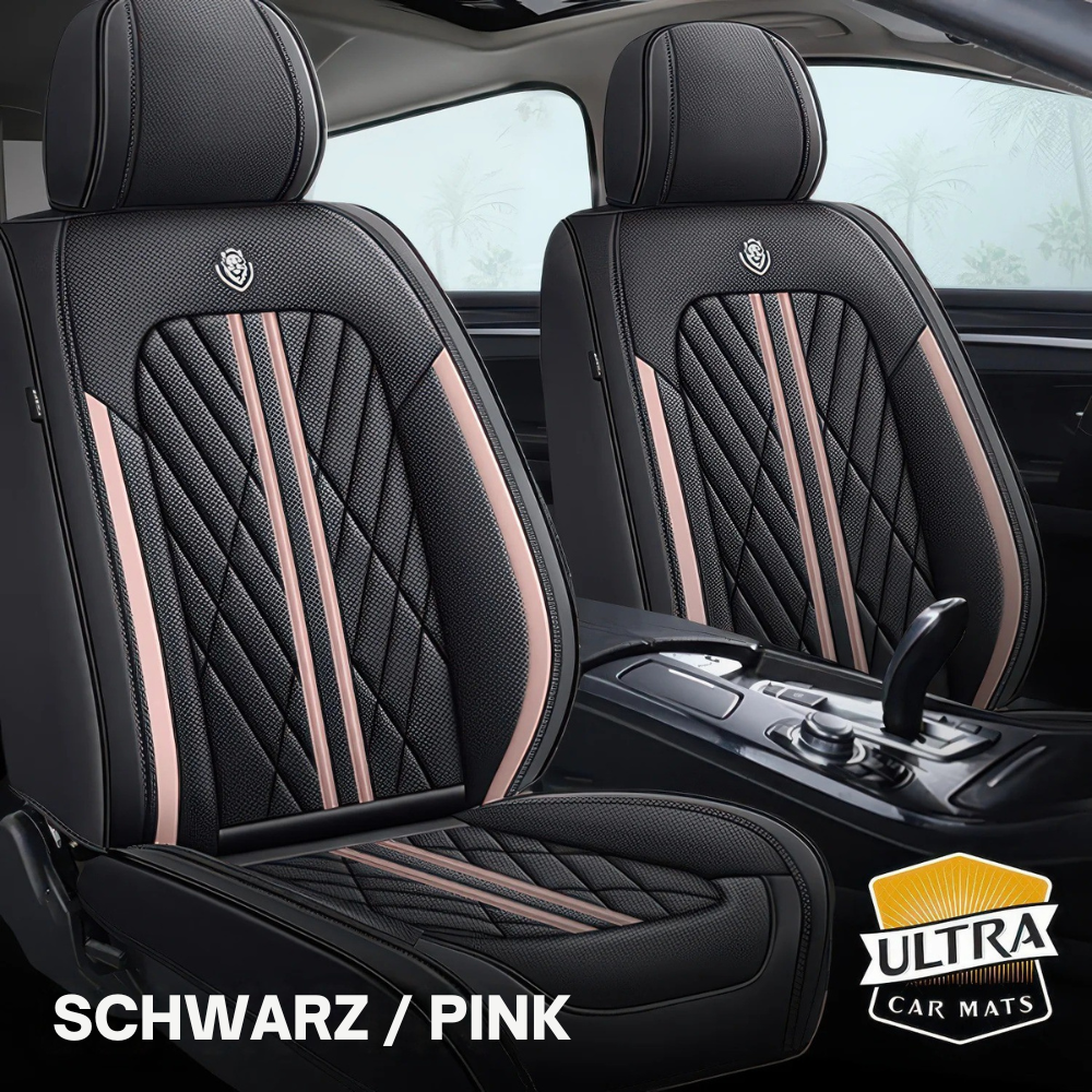 Premium Autositzbezug aus Leder - Schwarz/Pink