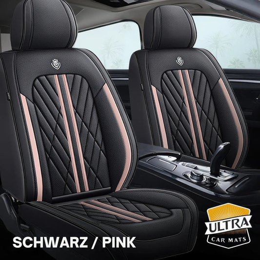 Premium Autositzbezug aus Leder - Schwarz/Pink