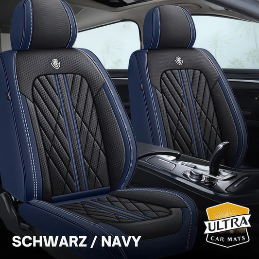 Premium Autositzbezug aus Leder - Schwarz/Navy