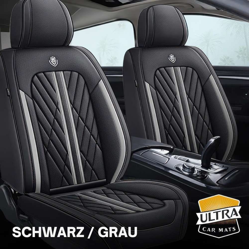 Premium Autositzbezug aus Leder - Schwarz/Grau