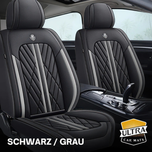 Premium Autositzbezug aus Leder - Schwarz/Grau