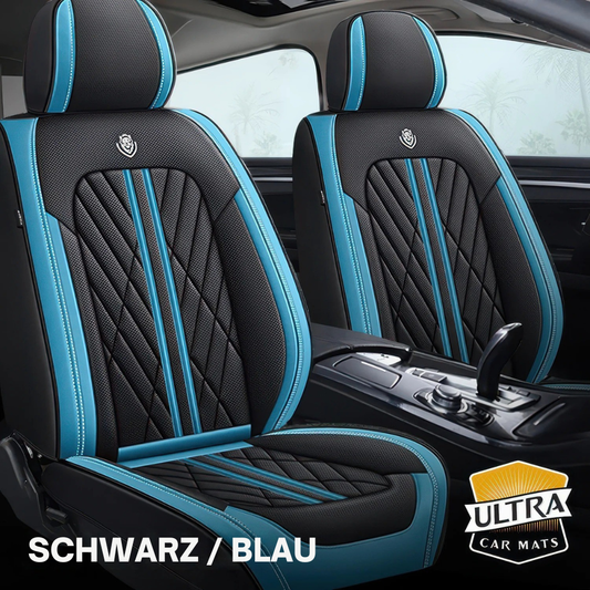 Premium Autositzbezug aus Leder - Schwarz/Blau