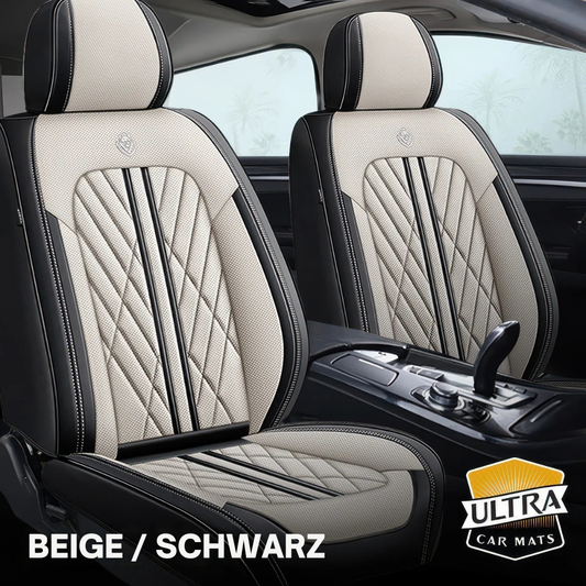 Premium Autositzbezug aus Leder - Beige/Schwarz
