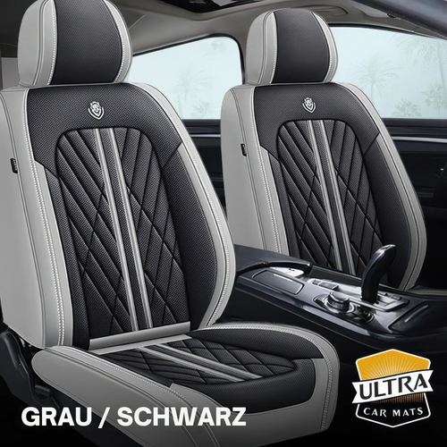 Premium Autositzbezug aus Leder - Grau/Schwarz