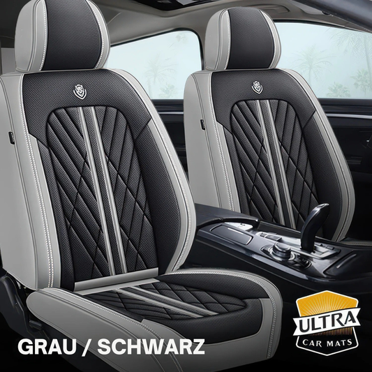 Premium Autositzbezug aus Leder - Grau/Schwarz
