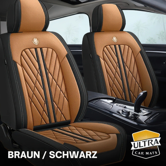 Premium Autositzbezug aus Leder - Braun/Schwarz