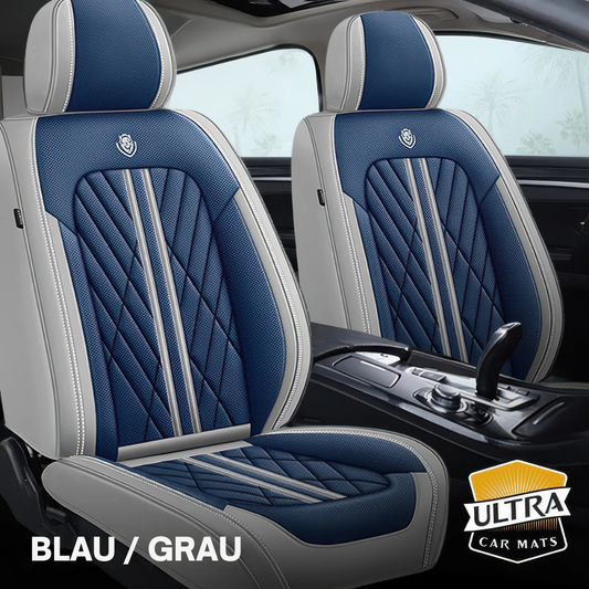 Premium Autositzbezug aus Leder - Blau/Grau