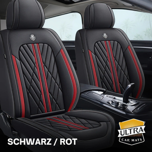 Premium Autositzbezug aus Leder - Schwarz/Rot