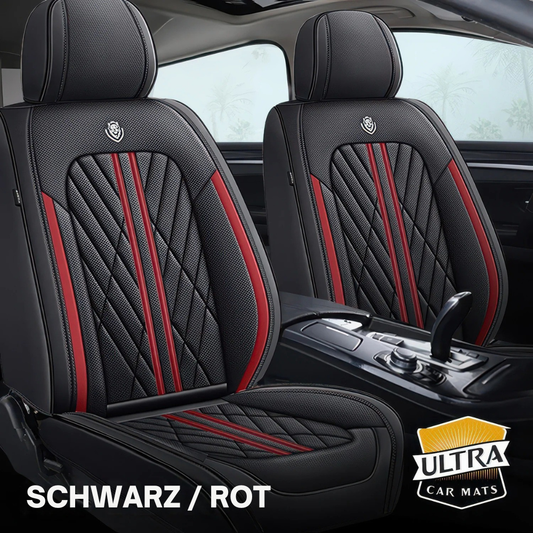 Premium Autositzbezug aus Leder - Schwarz/Rot