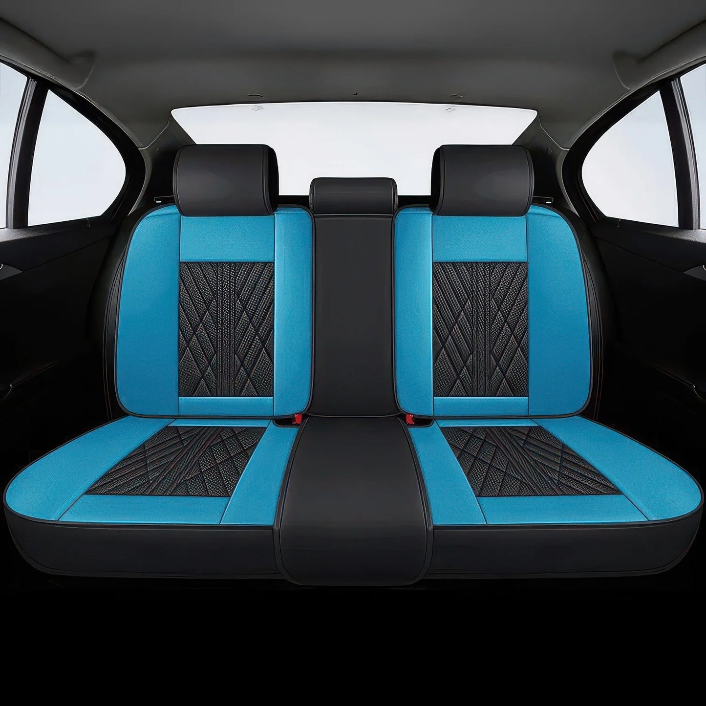 Premium Autositzbezug aus Leder - Schwarz/Blau