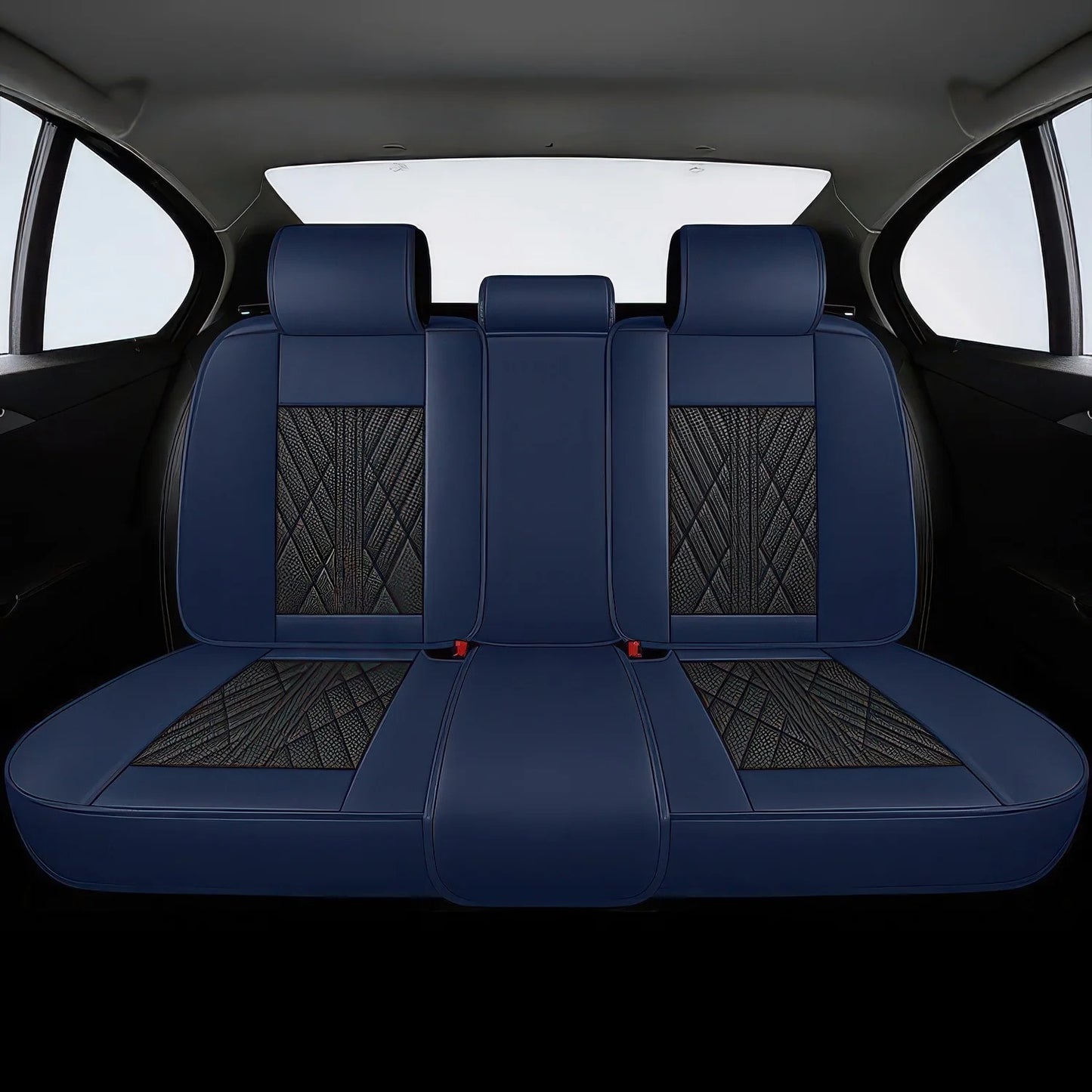 Premium Autositzbezug aus Leder - Schwarz/Navy