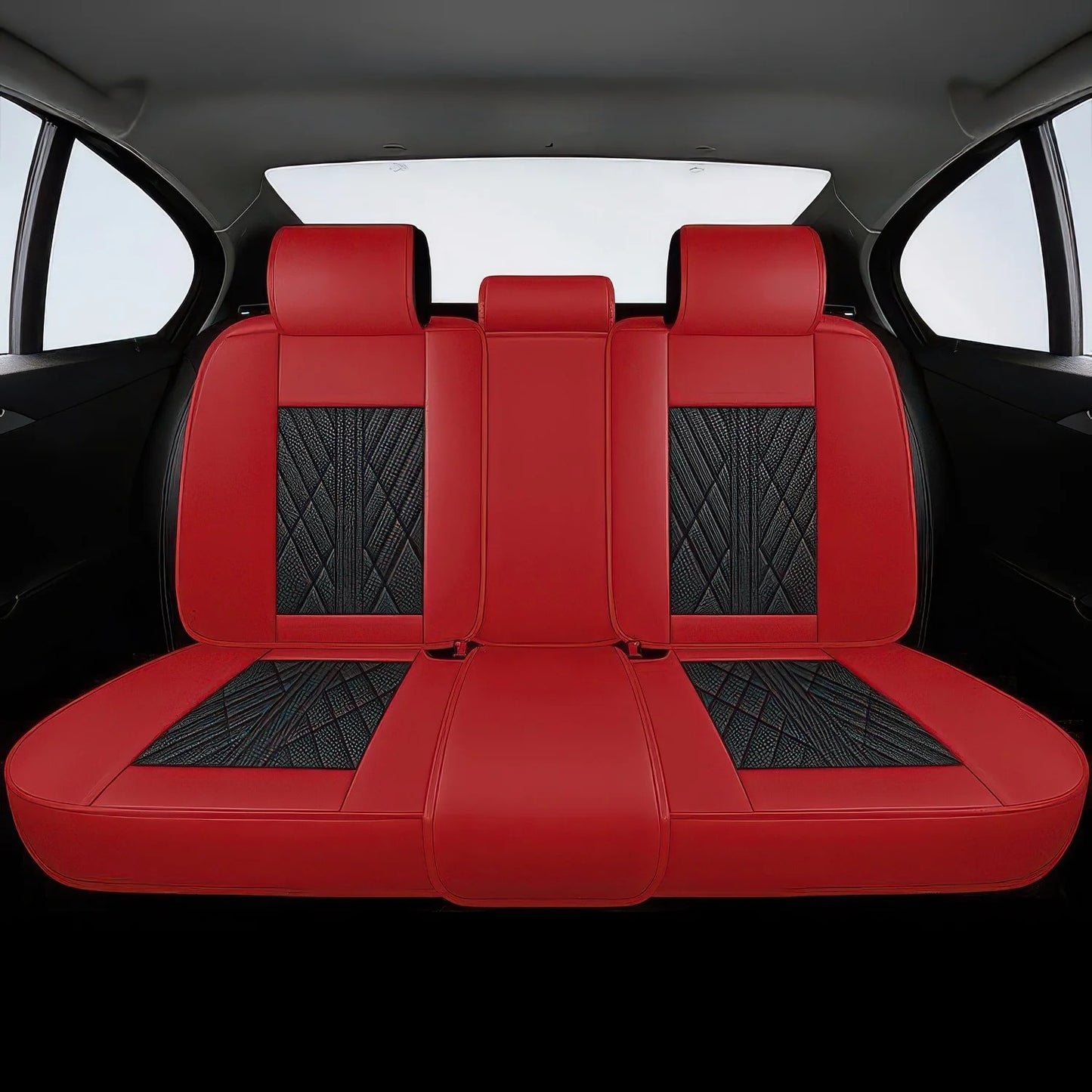 Premium Autositzbezug aus Leder - Rot/Schwarz