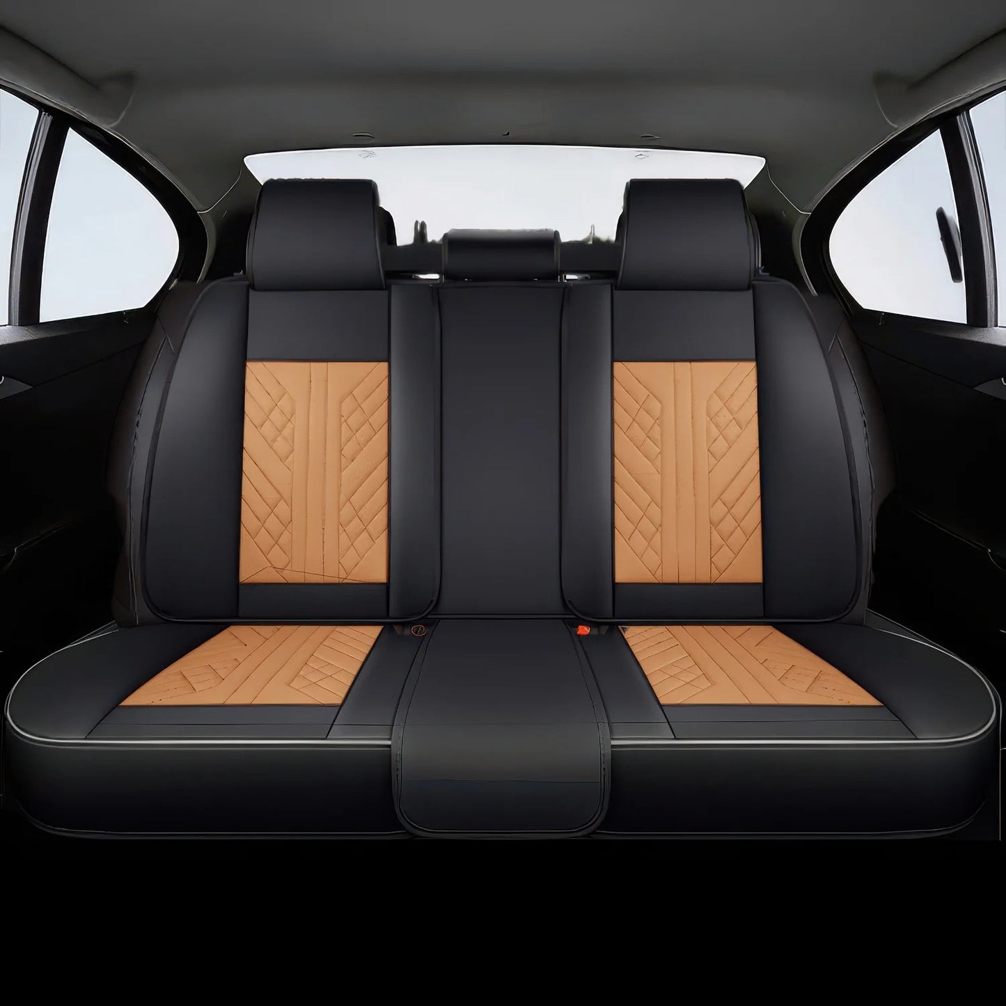Premium Autositzbezug aus Leder - Braun/Schwarz