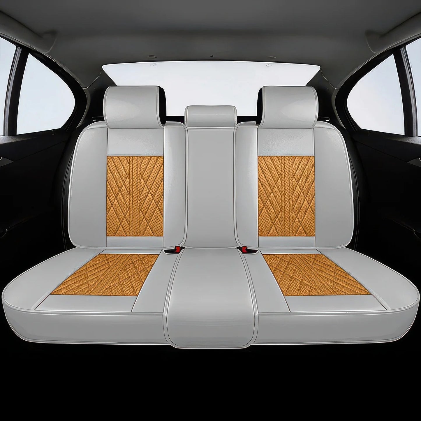 Premium Autositzbezug aus Leder - Braun/Grau