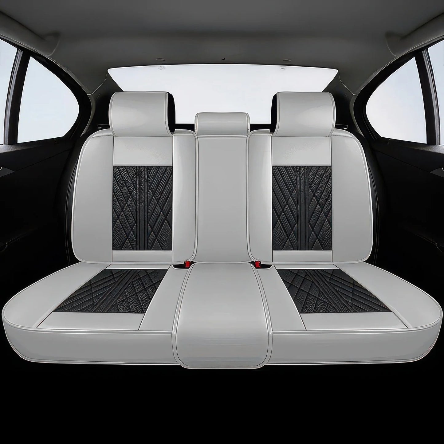 Premium Autositzbezug aus Leder - Grau/Schwarz