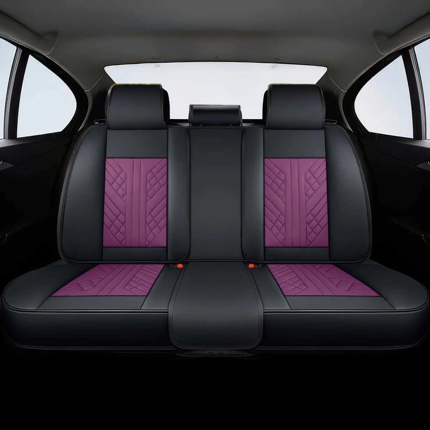 Premium Autositzbezug aus Leder - Lila/Schwarz