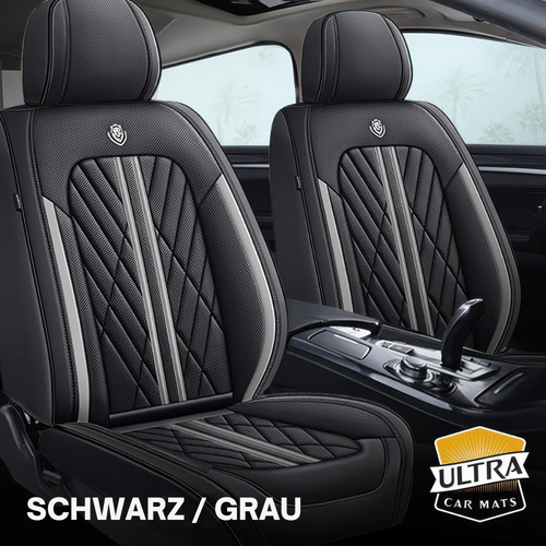 Premium Autositzbezug aus Leder - Schwarz/Grau