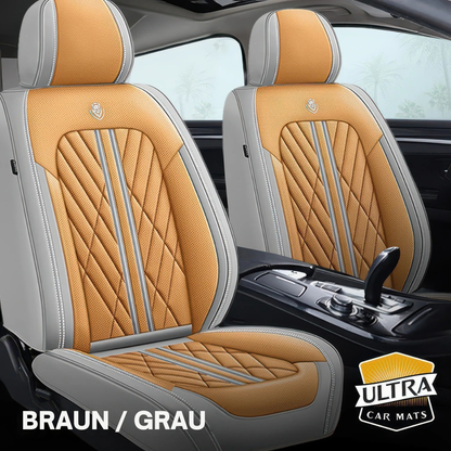 Premium Autositzbezug aus Leder - Braun/Grau