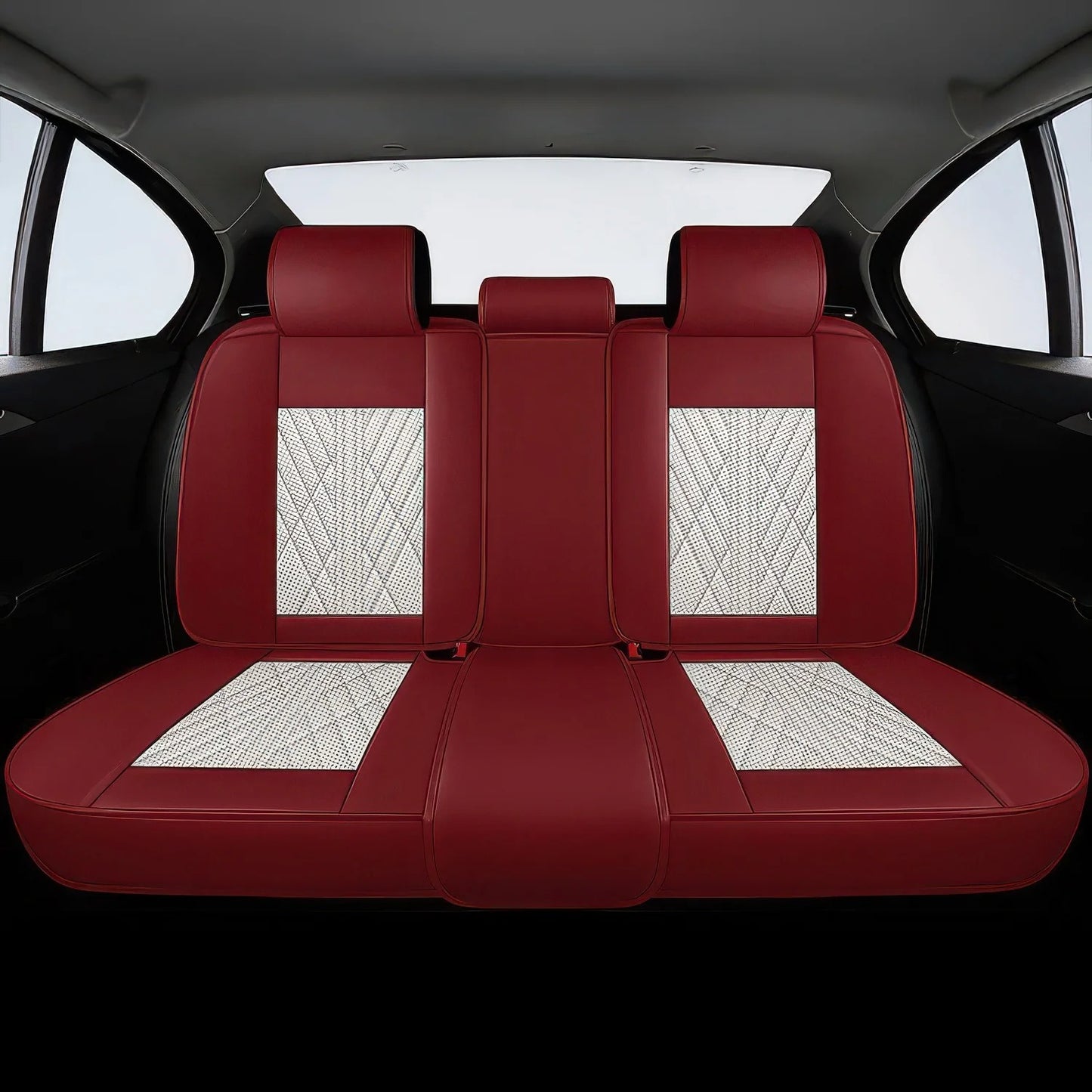 Premium Premium Autositzbezug aus Leder - Beige/Rot