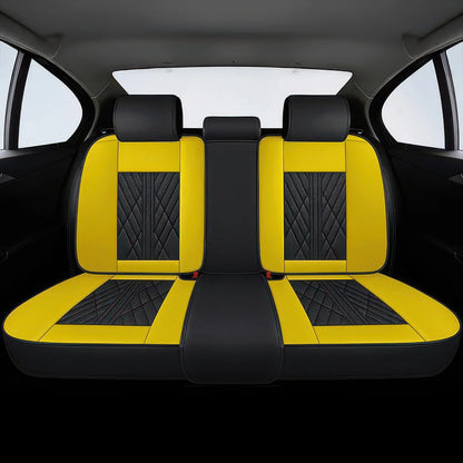 Premium Autositzbezug aus Leder - Schwarz/Gelb