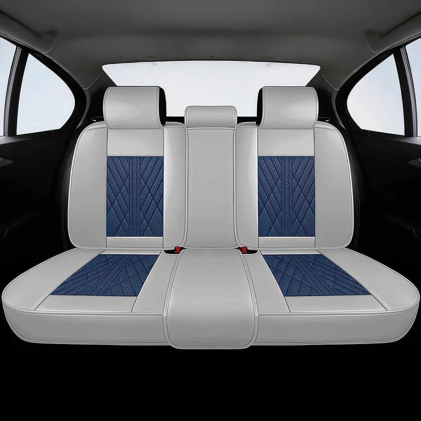 Premium Autositzbezug aus Leder - Blau/Grau