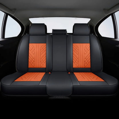 Premium Autositzbezug aus Leder - Orange/Schwarz
